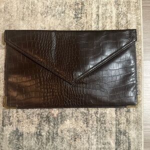 Forever 21 Dark Brown Croc-Embossed Clutch